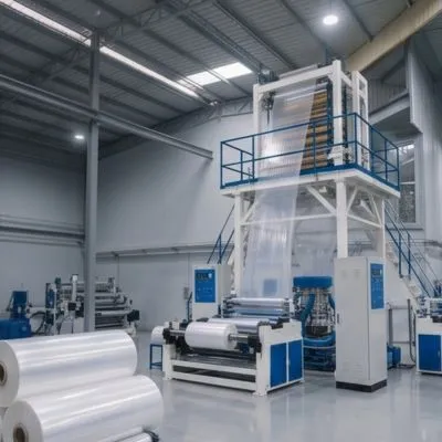 A blown-film extrusion tower